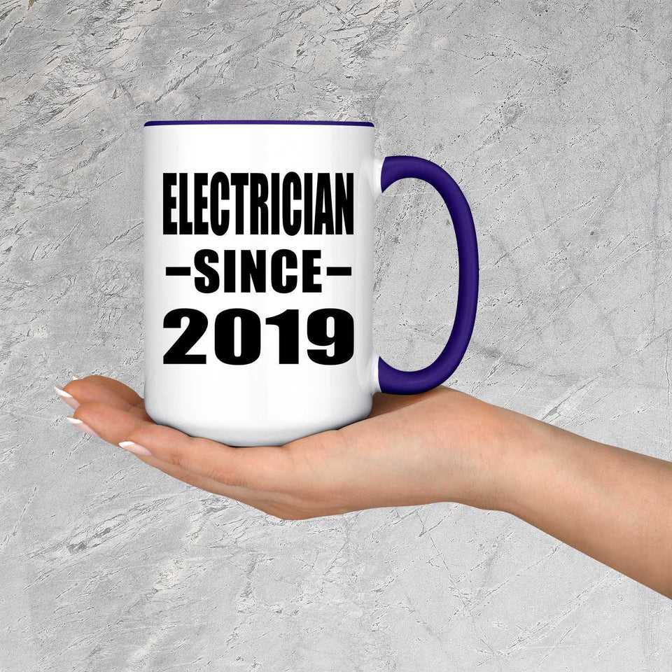 Electrician Since 2019 - 15oz Accent Mug Purple
