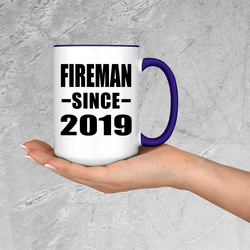 Fireman Since 2019 - 15oz Accent Mug Purple