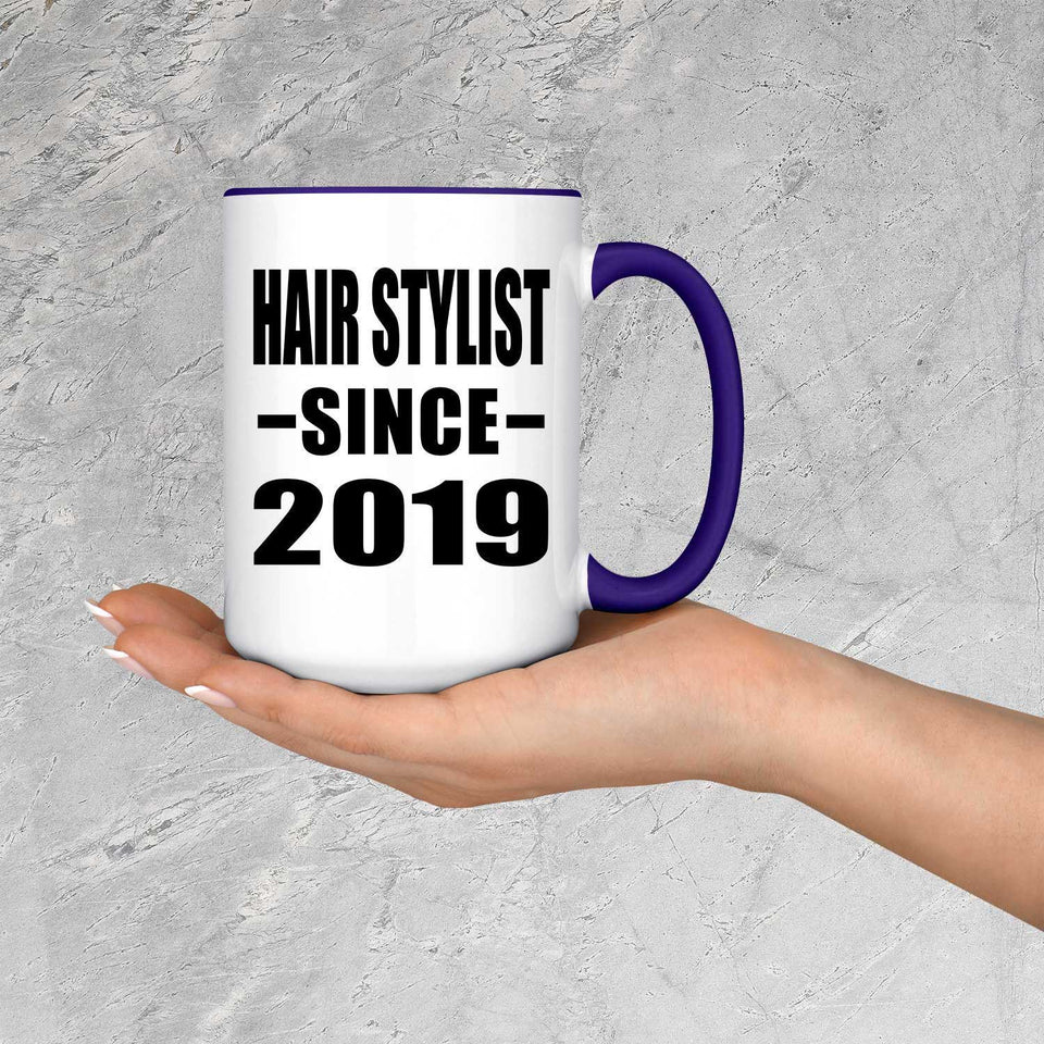 Hair Stylist Since 2019 - 15oz Accent Mug Purple