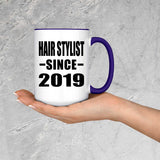 Hair Stylist Since 2019 - 15oz Accent Mug Purple