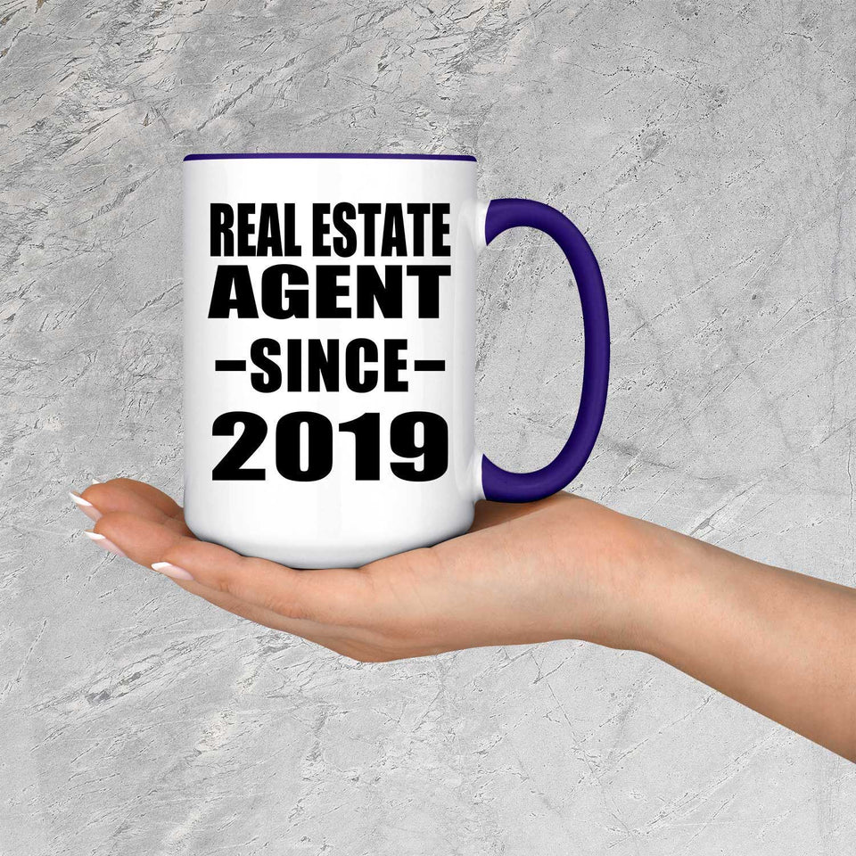 Real Estate Agent Since 2019 - 15oz Accent Mug Purple