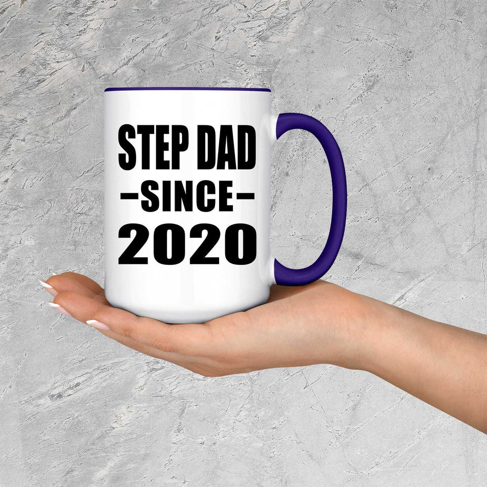 Step Dad Since 2020 - 15oz Accent Mug Purple