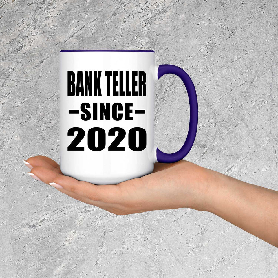 Bank Teller Since 2020 - 15oz Accent Mug Purple