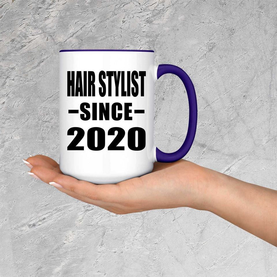 Hair Stylist Since 2020 - 15oz Accent Mug Purple