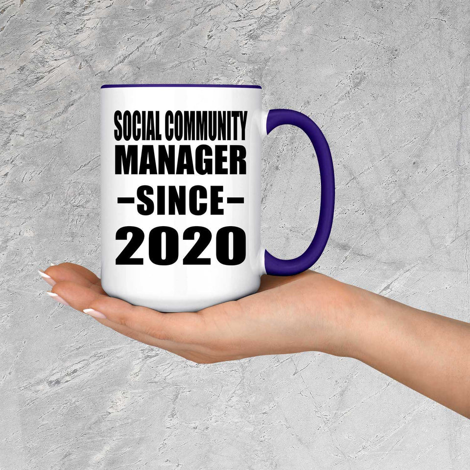 Social Community Manager Since 2020 - 15oz Accent Mug Purple