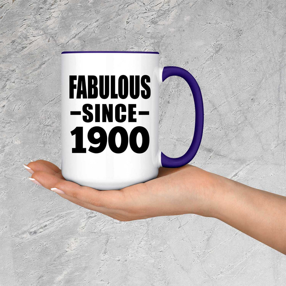 124th Birthday Fabulous Since 1900 - 15oz Accent Mug Purple