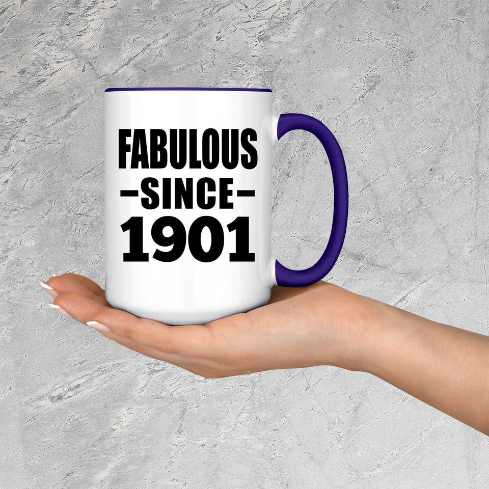 123rd Birthday Fabulous Since 1901 - 15oz Accent Mug Purple