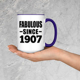 117th Birthday Fabulous Since 1907 - 15oz Accent Mug Purple