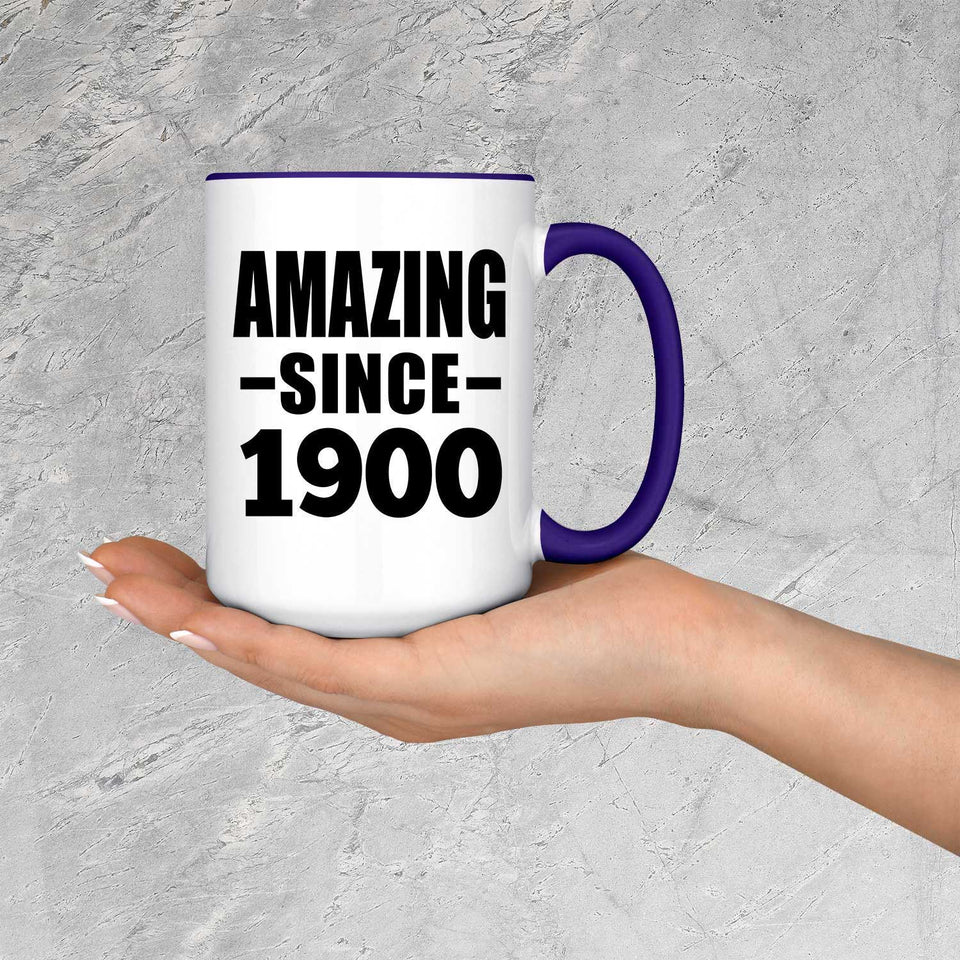 124th Birthday Amazing Since 1900 - 15oz Accent Mug Purple