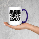 117th Birthday Amazing Since 1907 - 15oz Accent Mug Purple