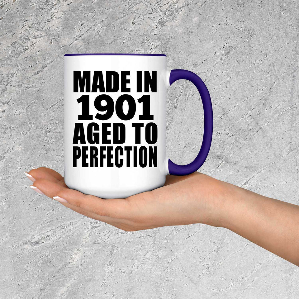 123rd Birthday Made In 1901 Aged To Perfection - 15oz Accent Mug Purple