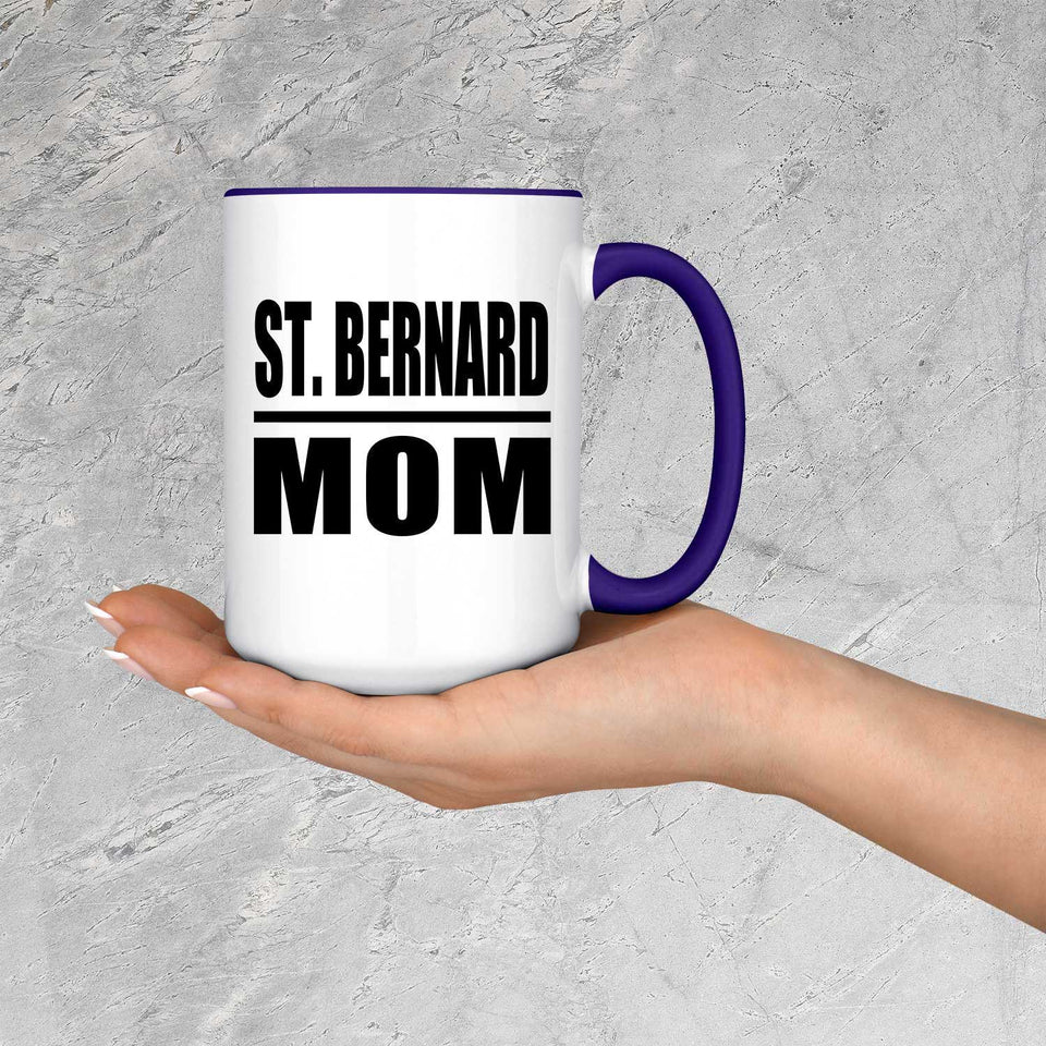 St. Bernard Mom - 15oz Accent Mug Purple