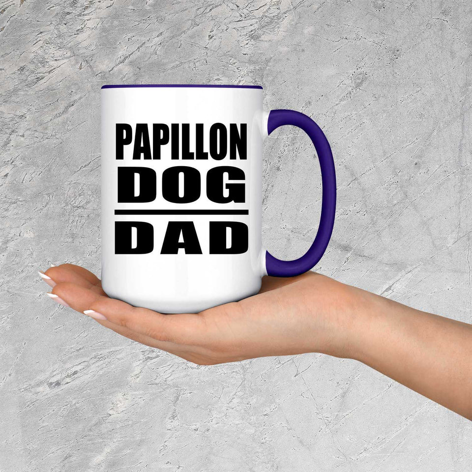Papillon Dog Dad - 15oz Accent Mug Purple