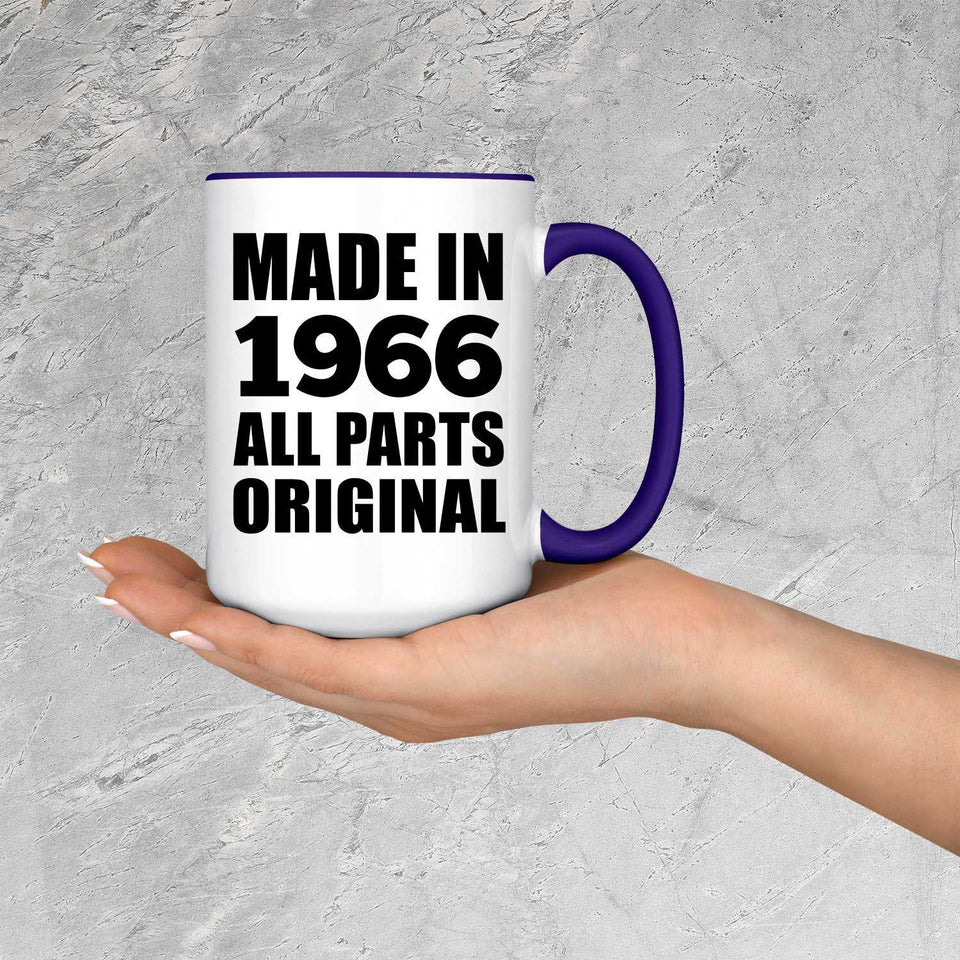 58th Birthday Made in 1966 All Parts Original - 15oz Accent Mug Purple
