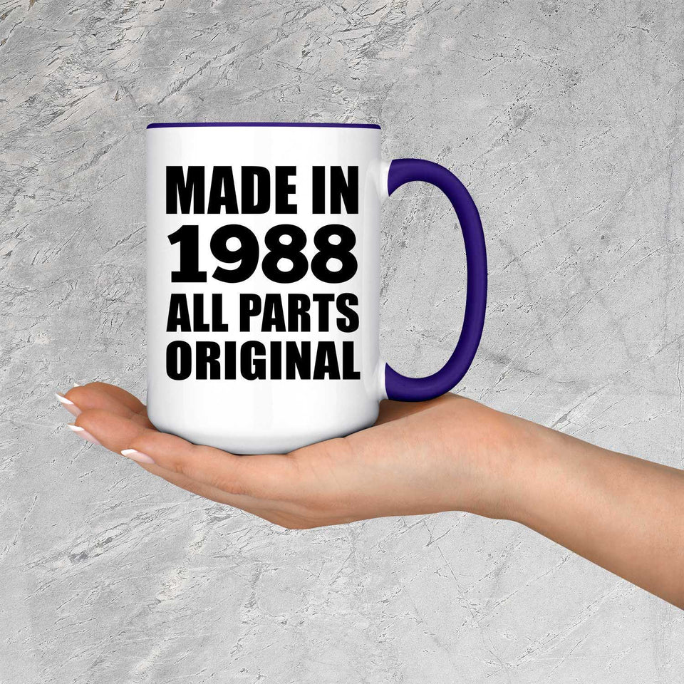 36th Birthday Made in 1988 All Parts Original - 15oz Accent Mug Purple