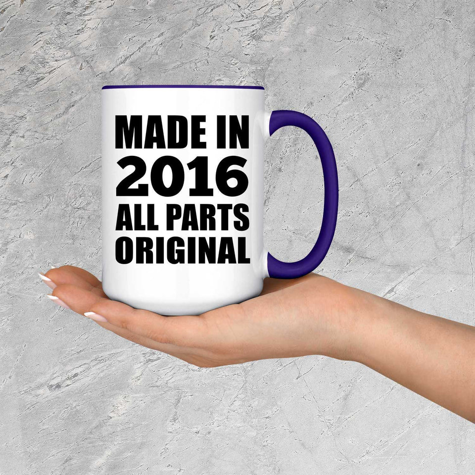 8th Birthday Made in 2016 All Parts Original - 15oz Accent Mug Purple