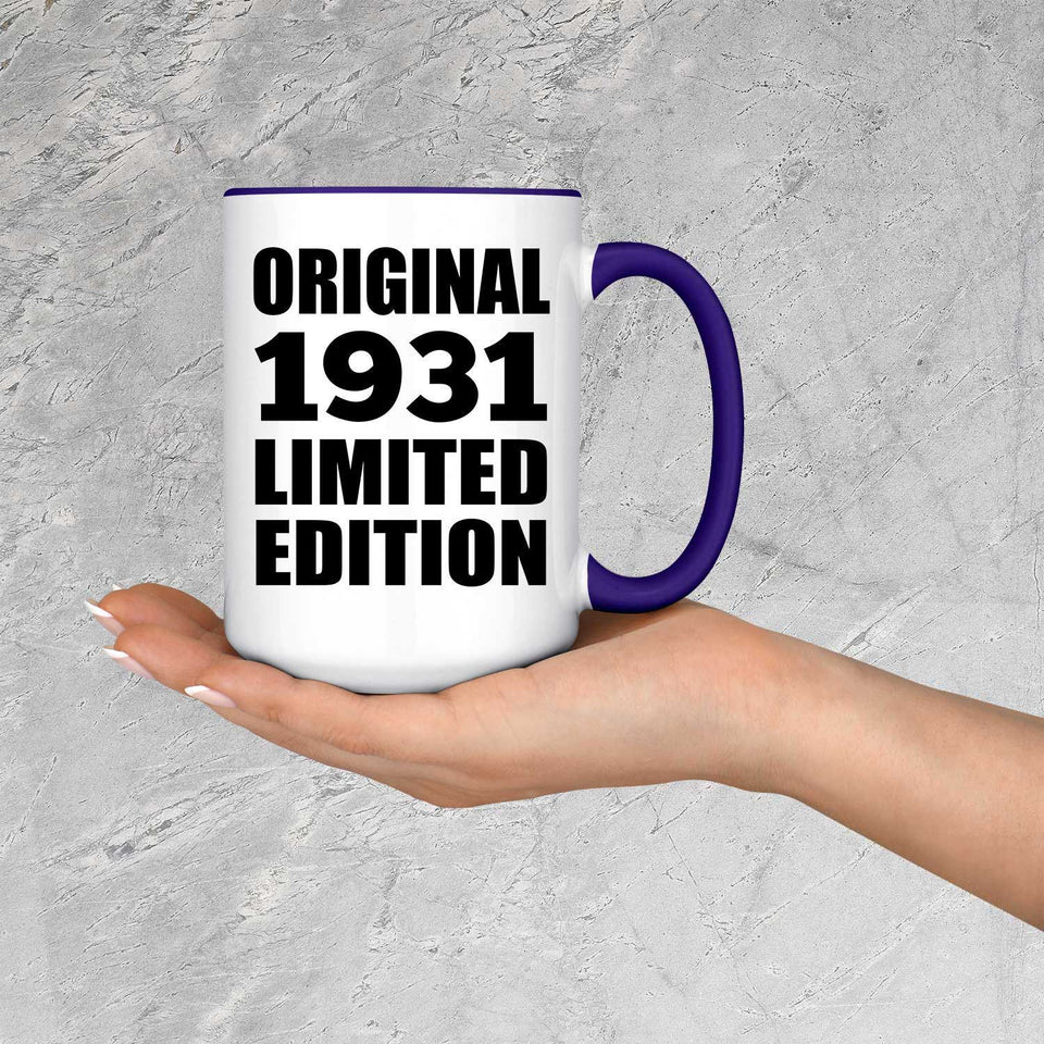 93rd Birthday Original 1931 Limited Edition - 15oz Accent Mug Purple