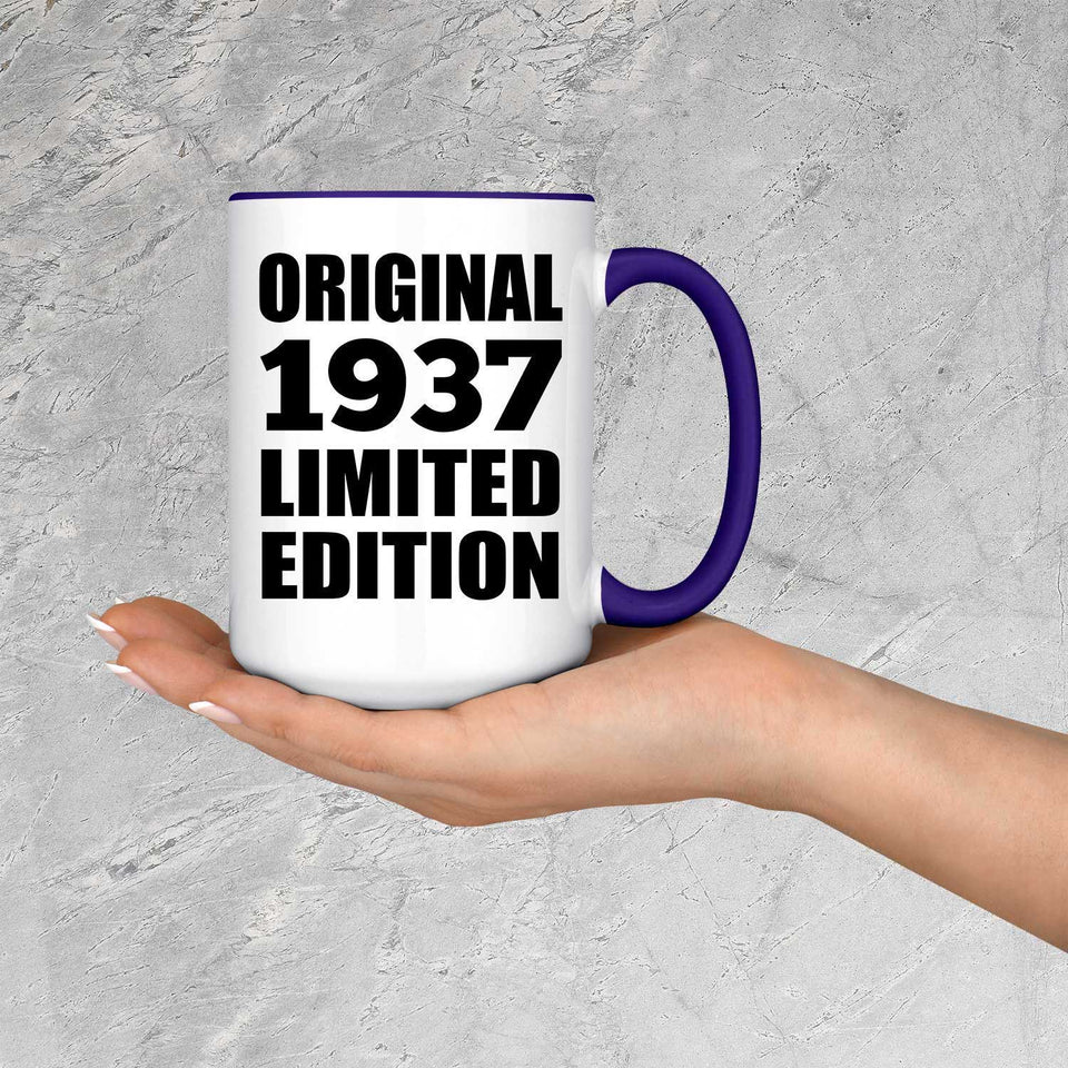 87th Birthday Original 1937 Limited Edition - 15oz Accent Mug Purple