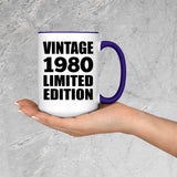 44th Birthday Vintage 1980 Limited Edition - 15oz Accent Mug Purple