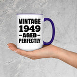 75th Birthday Vintage 1949 Aged Perfectly - 15oz Accent Mug Purple