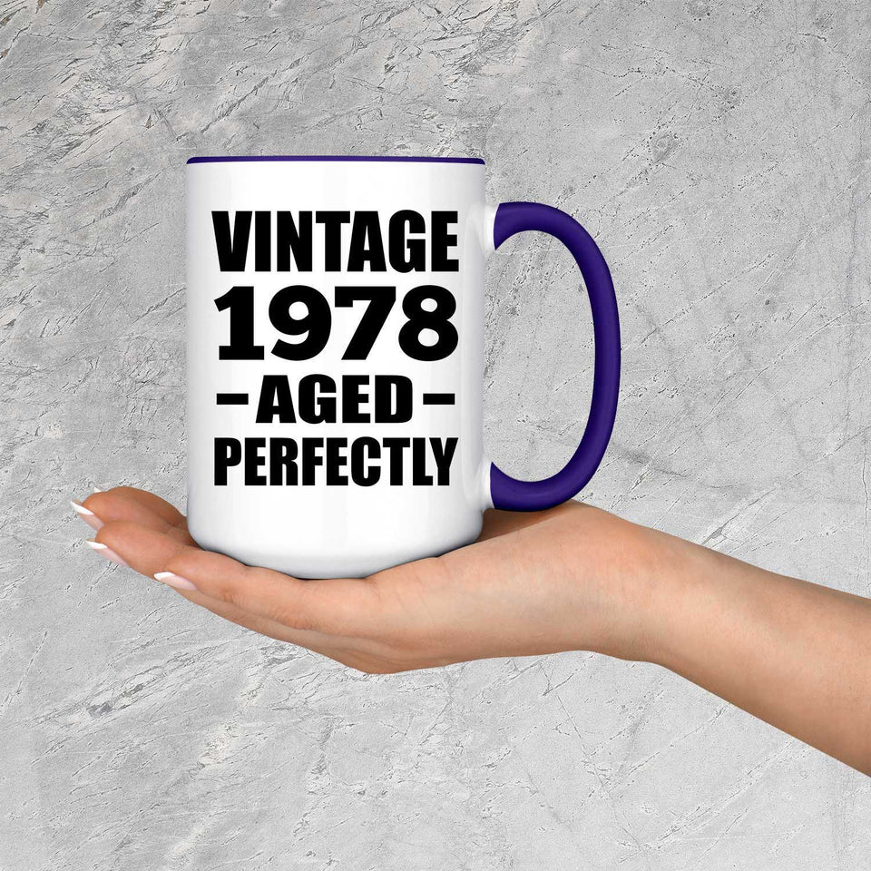 46th Birthday Vintage 1978 Aged Perfectly - 15oz Accent Mug Purple