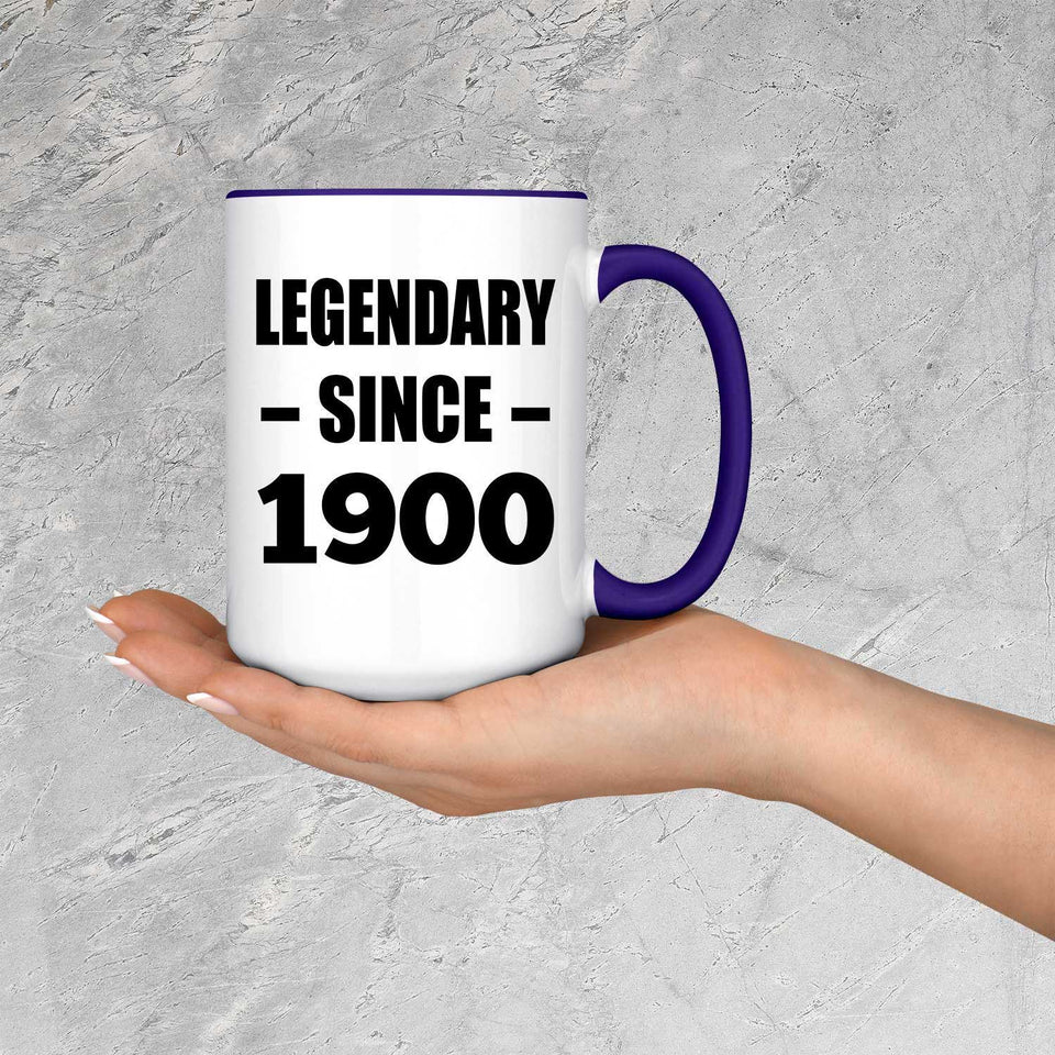 124th Birthday Legendary Since 1900 - 15oz Accent Mug Purple