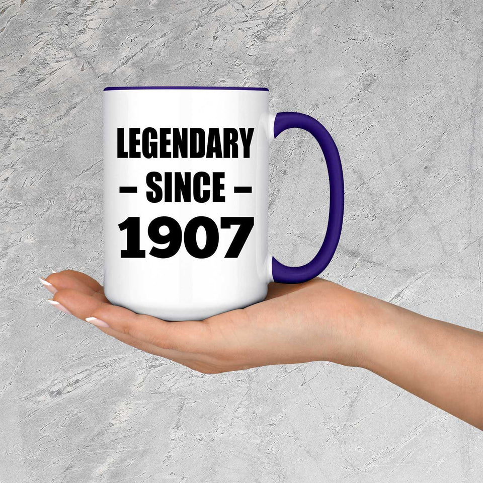 117th Birthday Legendary Since 1907 - 15oz Accent Mug Purple