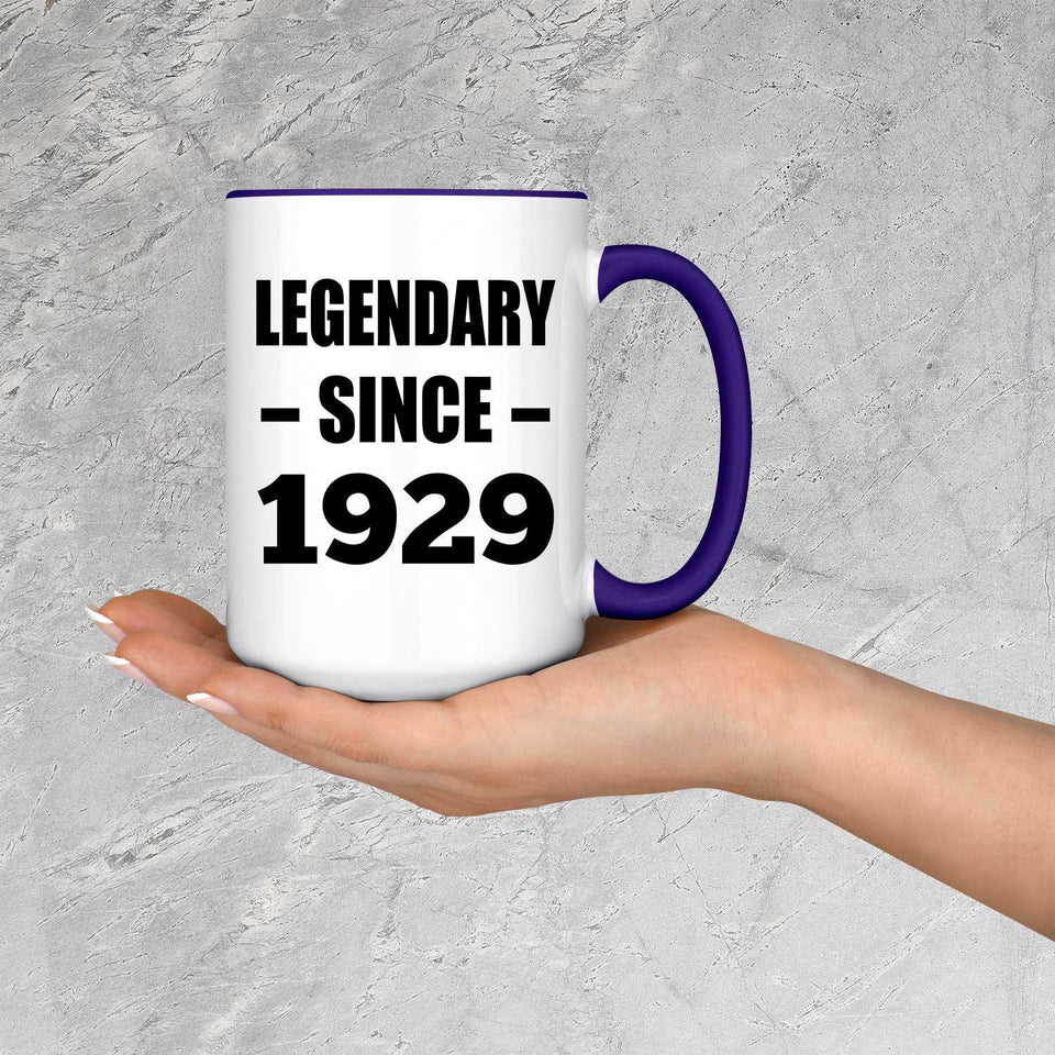 95th Birthday Legendary Since 1929 - 15oz Accent Mug Purple