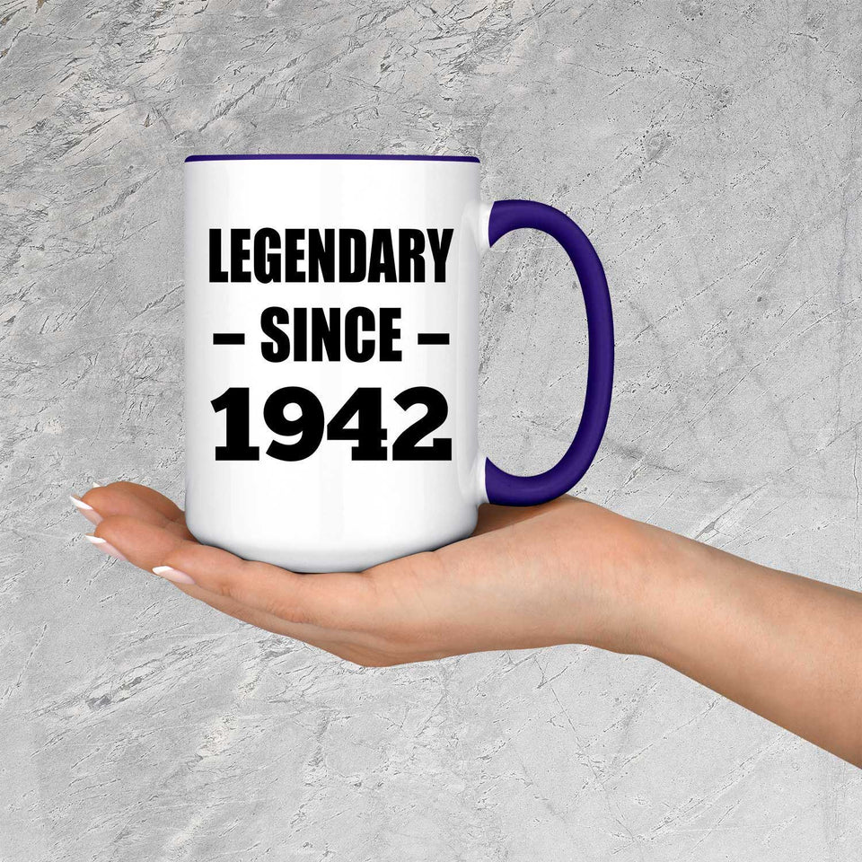 82nd Birthday Legendary Since 1942 - 15oz Accent Mug Purple