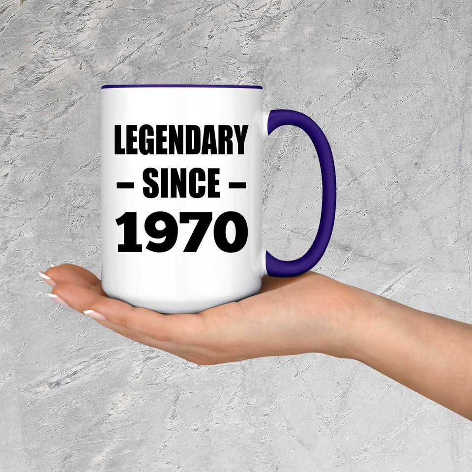 54th Birthday Legendary Since 1970 - 15oz Accent Mug Purple