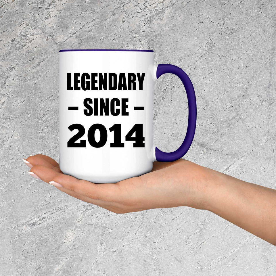 10th Birthday Legendary Since 2014 - 15oz Accent Mug Purple