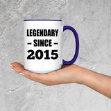 9th Birthday Legendary Since 2015 - 15oz Accent Mug Purple