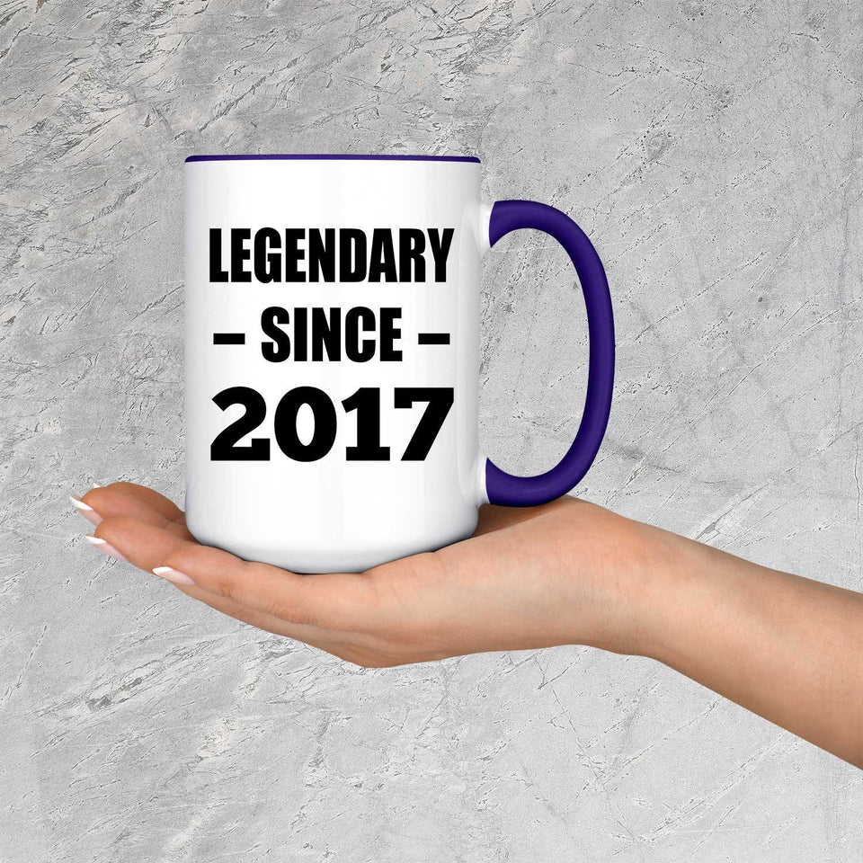 7th Birthday Legendary Since 2017 - 15oz Accent Mug Purple