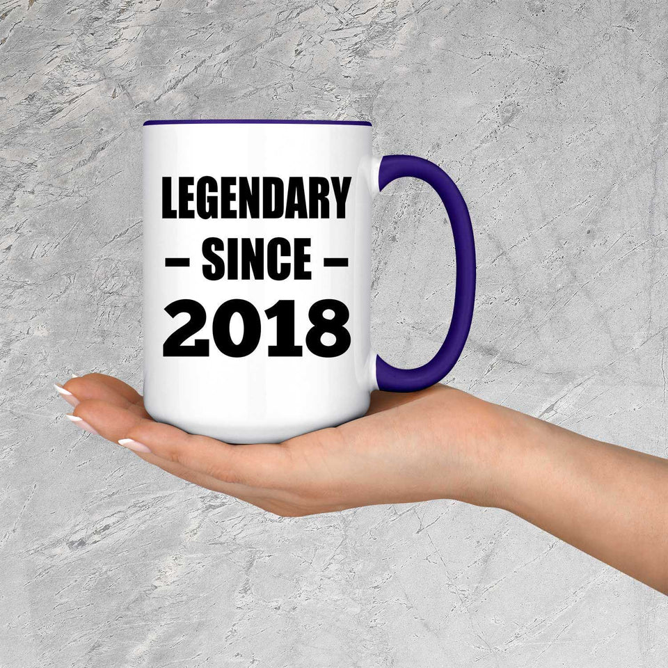 6th Birthday Legendary Since 2018 - 15oz Accent Mug Purple