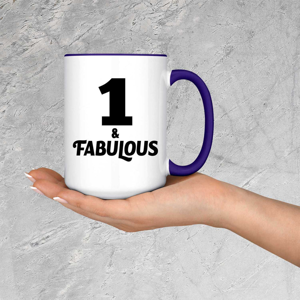 1st Birthday 1 & Fabulous - 15oz Accent Mug Purple