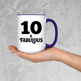 10th Birthday 10 & Fabulous - 15oz Accent Mug Purple