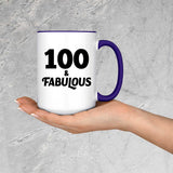 100th Birthday 100 & Fabulous - 15oz Accent Mug Purple