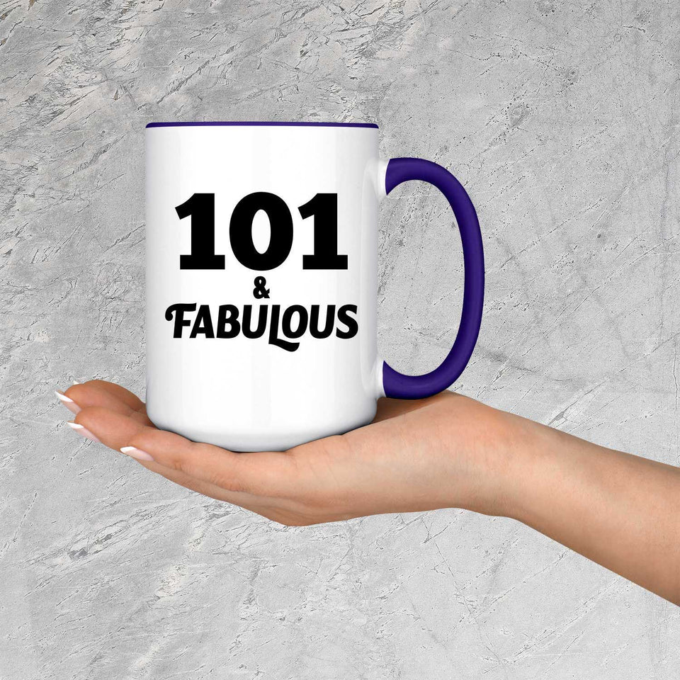 101st Birthday 101 & Fabulous - 15oz Accent Mug Purple