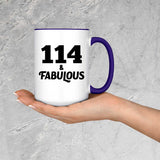 114th Birthday 114 & Fabulous - 15oz Accent Mug Purple