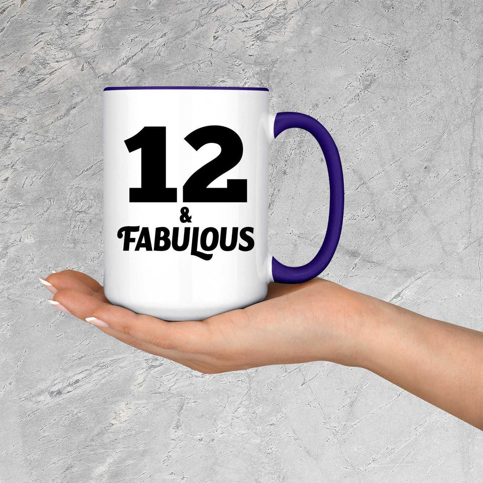 12th Birthday 12 & Fabulous - 15oz Accent Mug Purple