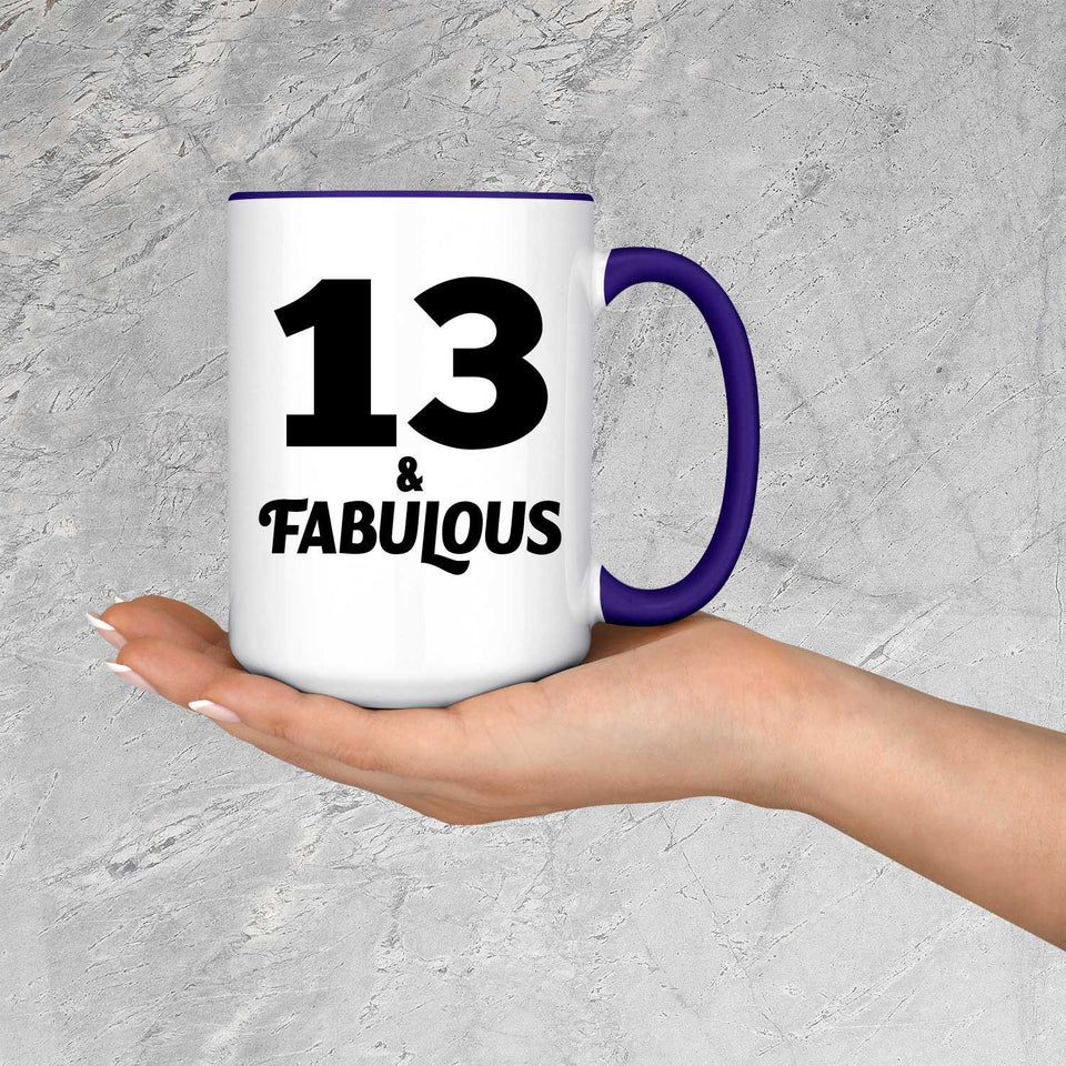 13th Birthday 13 & Fabulous - 15oz Accent Mug Purple