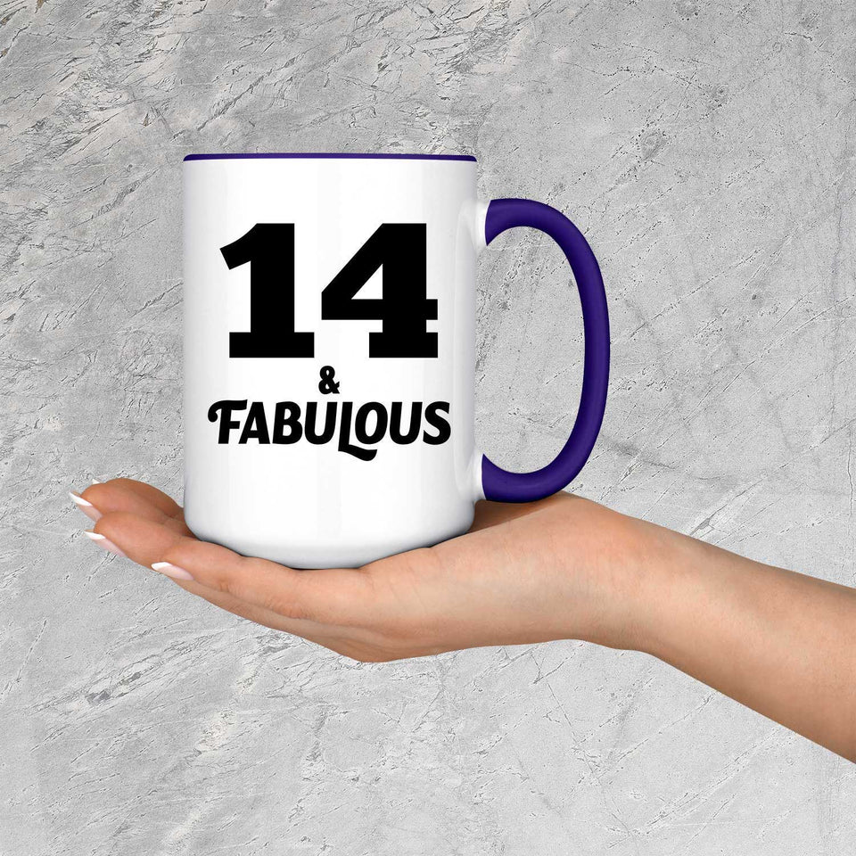 14th Birthday 14 & Fabulous - 15oz Accent Mug Purple