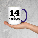 14th Birthday 14 & Fabulous - 15oz Accent Mug Purple
