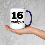16th Birthday 16 & Fabulous - 15oz Accent Mug Purple