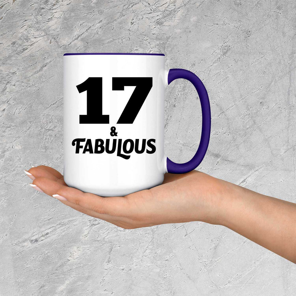 17th Birthday 17 & Fabulous - 15oz Accent Mug Purple
