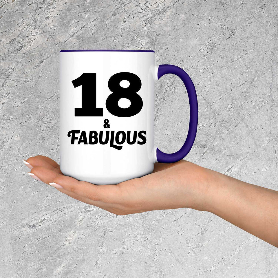 18th Birthday 18 & Fabulous - 15oz Accent Mug Purple