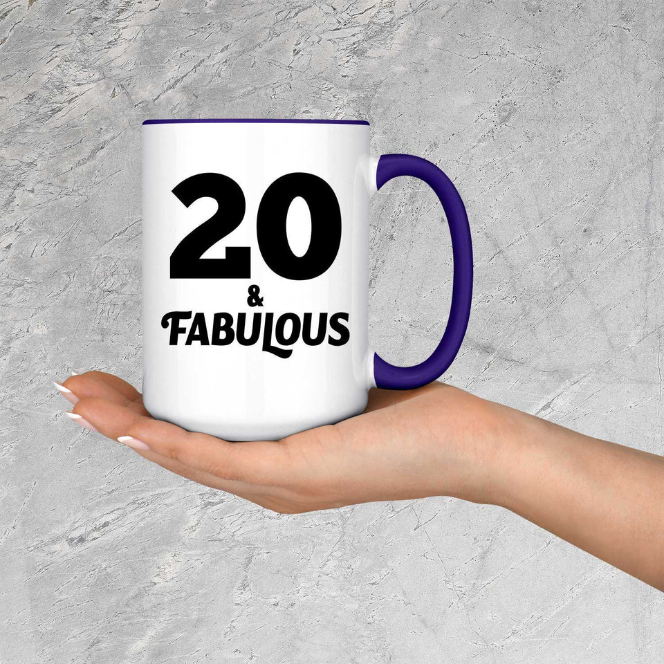 20th Birthday 20 & Fabulous - 15oz Accent Mug Purple