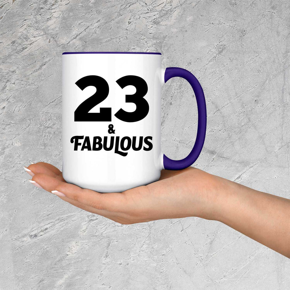 23rd Birthday 23 & Fabulous - 15oz Accent Mug Purple