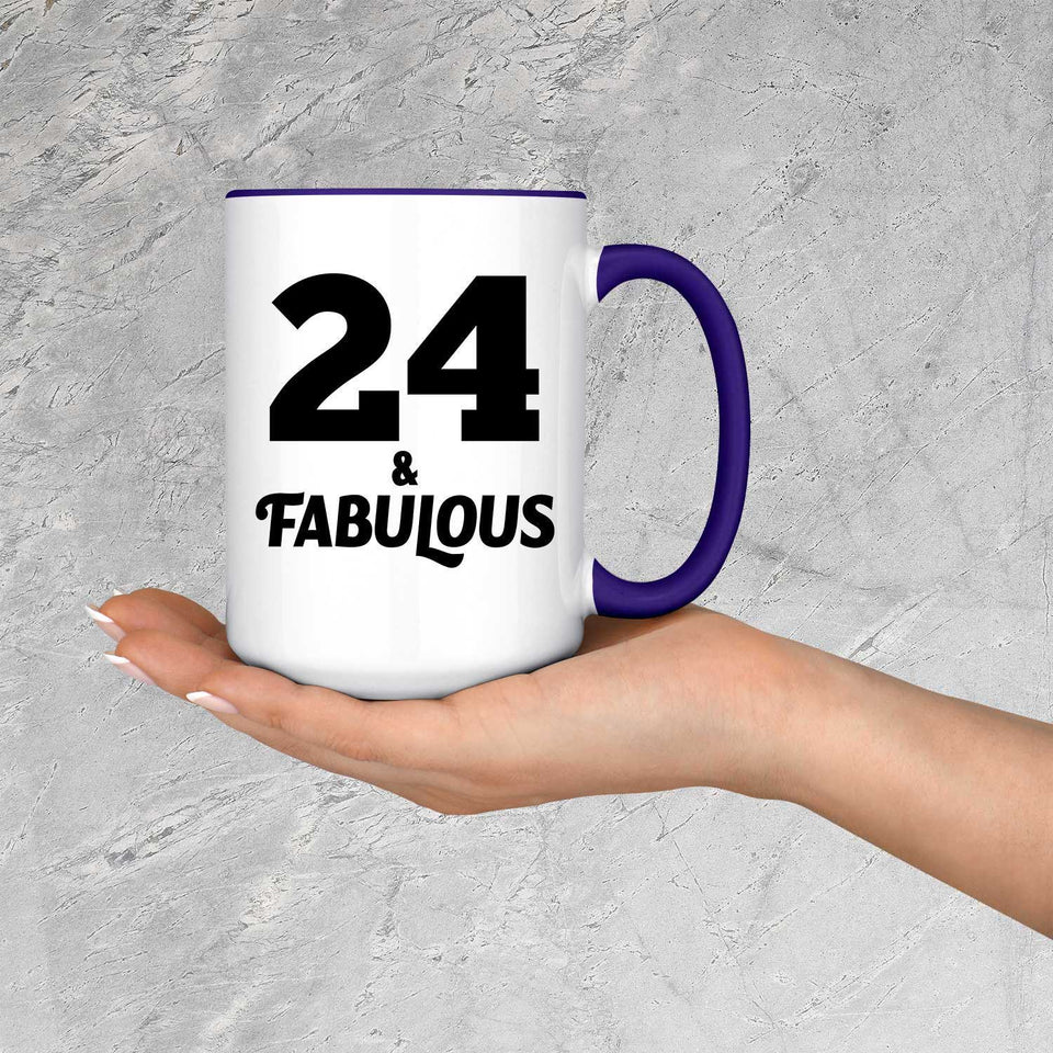 24th Birthday 24 & Fabulous - 15oz Accent Mug Purple