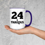 24th Birthday 24 & Fabulous - 15oz Accent Mug Purple